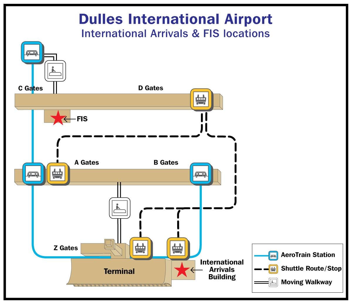 dulles એરપોર્ટ ગેટ નકશો