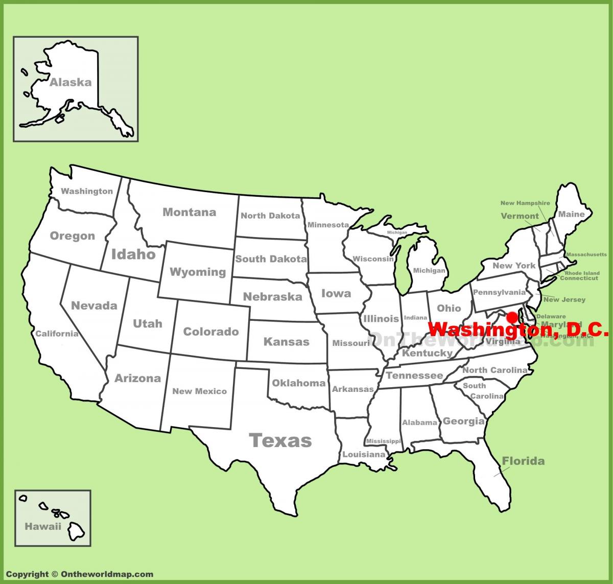 વોશિંગ્ટન ડીસી પર અમેરિકા નકશો
